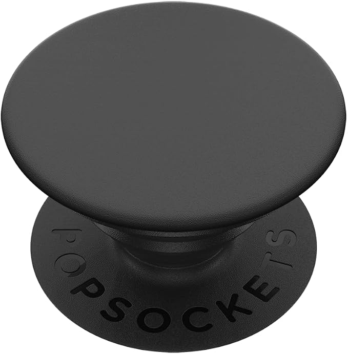 Black PopSockets adhesive phone grip shown expanded