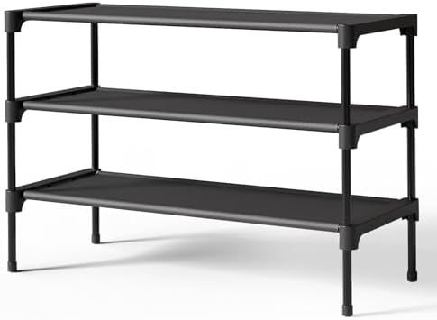 Kitsure 3-Tier Shoe Rack — Black, 27.5-Inch