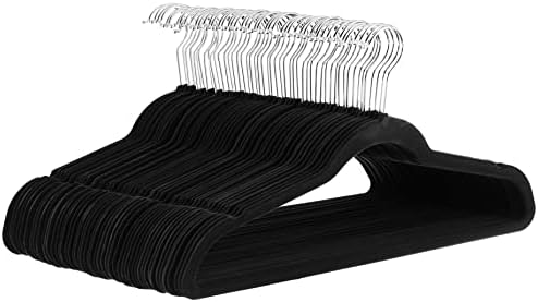 Amazon Basics Velvet Clothes Hangers — Black, 50-Pack