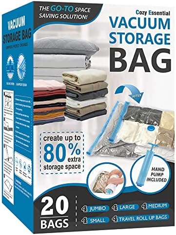 Vacuum Storage Bags with Hand Pump — 20-Bag Combo