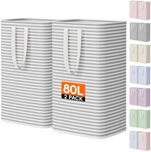 Lifewit 80L Laundry Hampers — Grey, 2-Pack