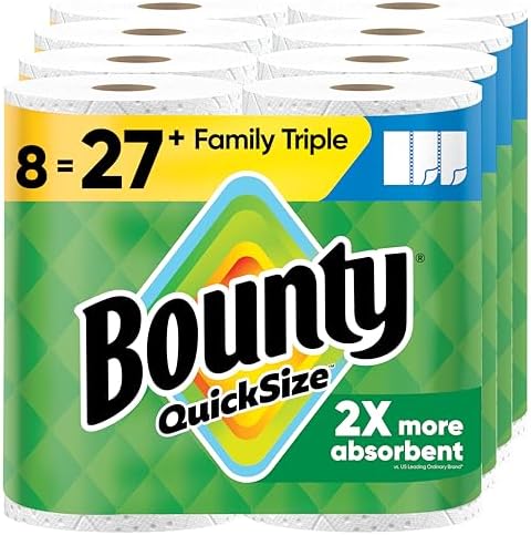 Bounty Quick-Size Paper Towels — 8 Family Triple Rolls